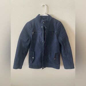 Urban republic dark navy blue genuine leather heavy duty utility jacket